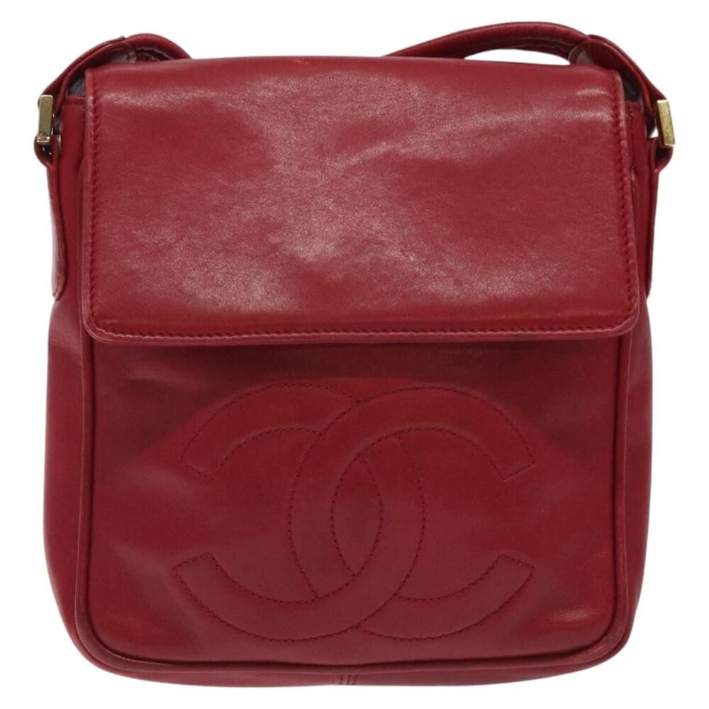 Chanel Lambskin CC Logo Shoulder Bag Red